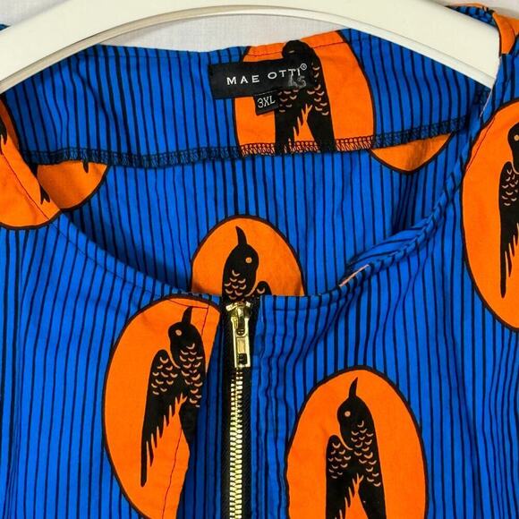Mae Otti African Print Top Orange Blue Designer 3XL Tabitha Brown Urban Work BBW - Picture 15 of 15